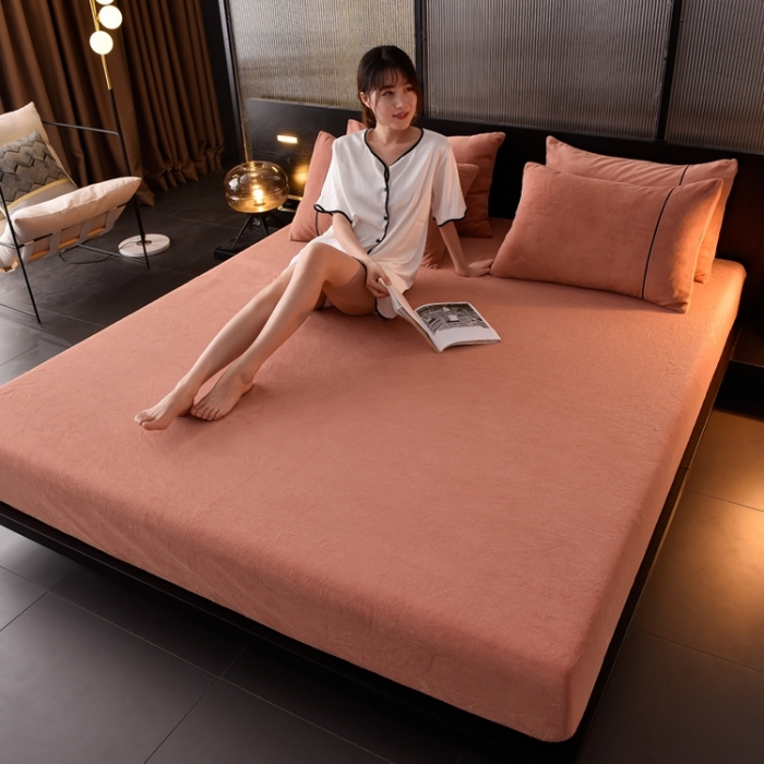 91家纺网 家纺一手货源 找家纺 （总）简爱家纺 2025新款高克重牛奶绒纯色单床笠