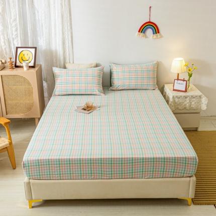 ab家纺 2021新款全棉水洗棉单品床笠 冰淇淋绿