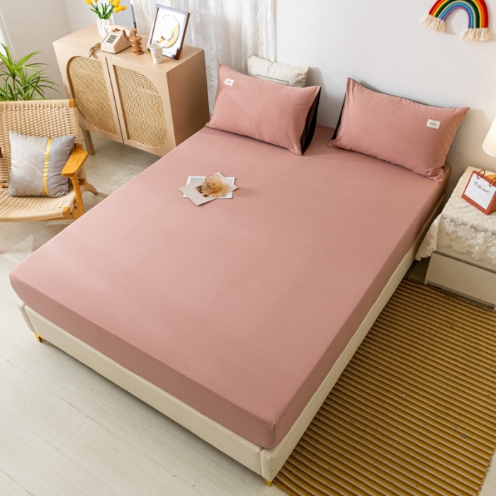 91家纺网 家纺一手货源 找家纺 ab家纺 2021新款全棉水洗棉单品床笠 豆沙