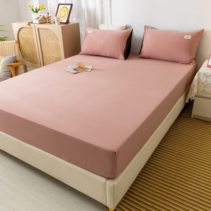 91家纺网 家纺一手货源 找家纺 ab家纺 2021新款全棉水洗棉单品床笠 豆沙