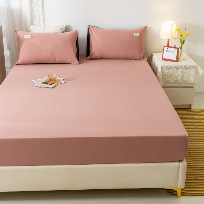 91家纺网 家纺一手货源 找家纺 ab家纺 2021新款全棉水洗棉单品床笠 豆沙