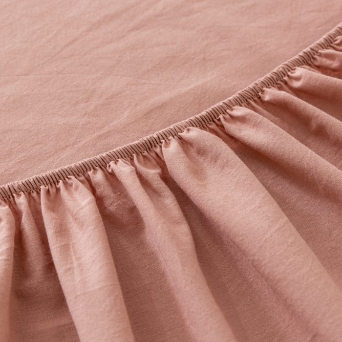 91家纺网 家纺一手货源 找家纺 ab家纺 2021新款全棉水洗棉单品床笠 豆沙