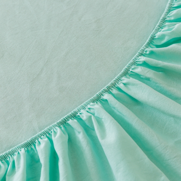 91家纺网 家纺一手货源 找家纺 ab家纺 2021新款全棉水洗棉单品床笠 梵星蓝