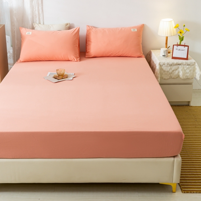 91家纺网 家纺一手货源 找家纺 ab家纺 2021新款全棉水洗棉单品床笠 粉玉