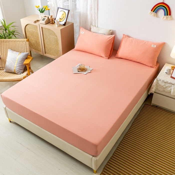 91家纺网 家纺一手货源 找家纺 ab家纺 2021新款全棉水洗棉单品床笠 粉玉