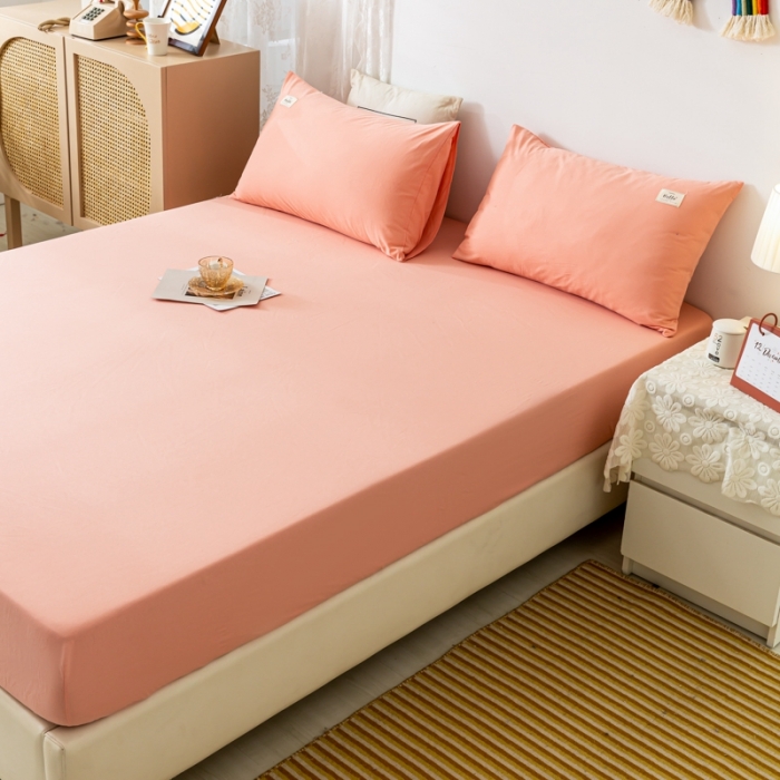 91家纺网 家纺一手货源 找家纺 ab家纺 2021新款全棉水洗棉单品床笠 粉玉