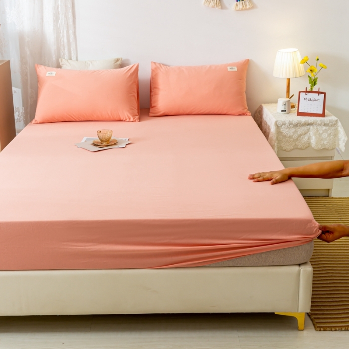 91家纺网 家纺一手货源 找家纺 ab家纺 2021新款全棉水洗棉单品床笠 粉玉