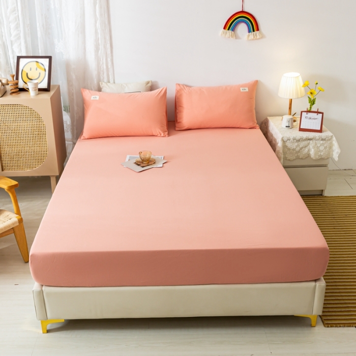 91家纺网 家纺一手货源 找家纺 ab家纺 2021新款全棉水洗棉单品床笠 粉玉