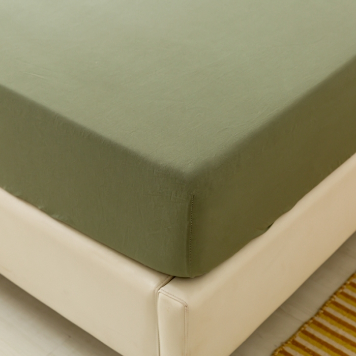 91家纺网 家纺一手货源 找家纺 ab家纺 2021新款全棉水洗棉单品床笠 复古绿