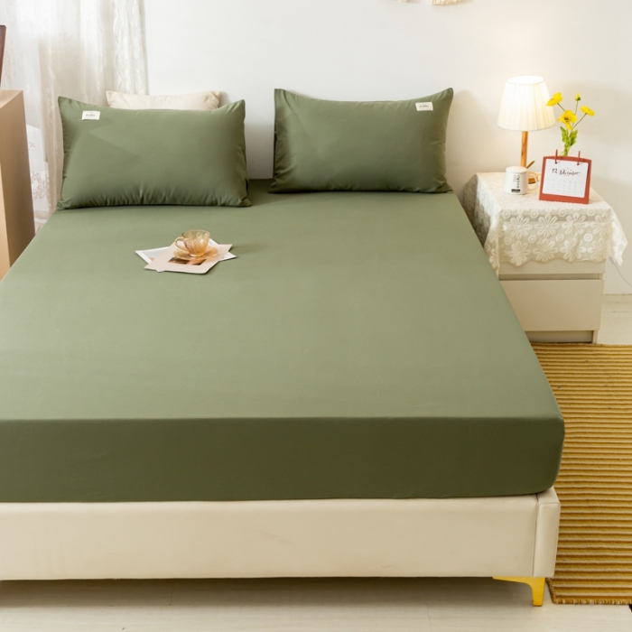 91家纺网 家纺一手货源 找家纺 ab家纺 2021新款全棉水洗棉单品床笠 复古绿