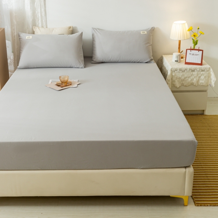 91家纺网 家纺一手货源 找家纺 ab家纺 2021新款全棉水洗棉单品床笠 高雅灰