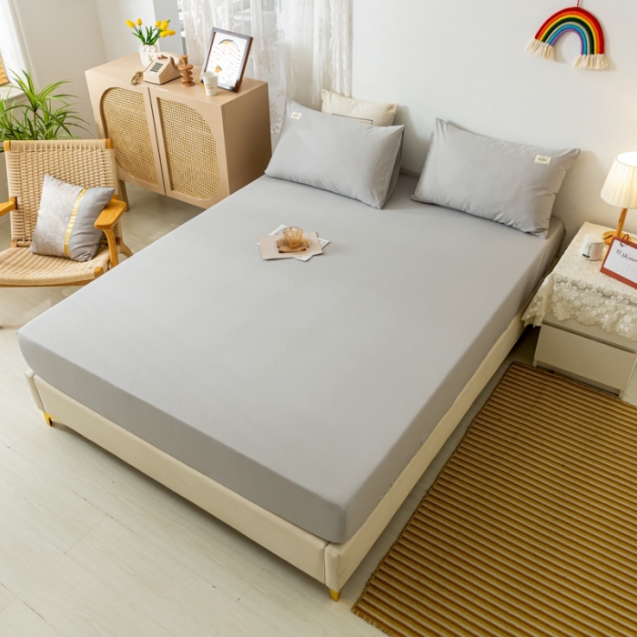 91家纺网 家纺一手货源 找家纺 ab家纺 2021新款全棉水洗棉单品床笠 高雅灰