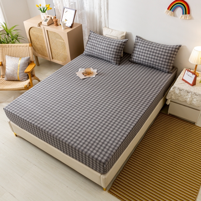 91家纺网 家纺一手货源 找家纺 ab家纺 2021新款全棉水洗棉单品床笠 加州灰