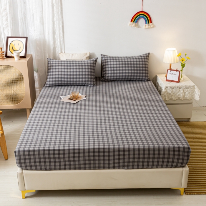 91家纺网 家纺一手货源 找家纺 ab家纺 2021新款全棉水洗棉单品床笠 加州灰