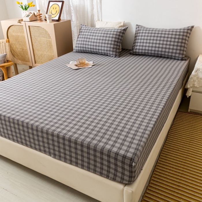 91家纺网 家纺一手货源 找家纺 ab家纺 2021新款全棉水洗棉单品床笠 加州灰