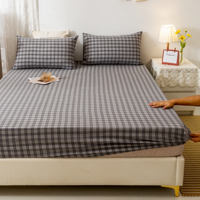 91家纺网 家纺一手货源 找家纺 ab家纺 2021新款全棉水洗棉单品床笠 加州灰