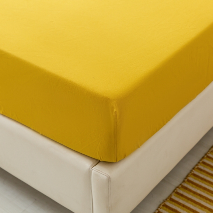 91家纺网 家纺一手货源 找家纺 ab家纺 2021新款全棉水洗棉单品床笠 姜黄