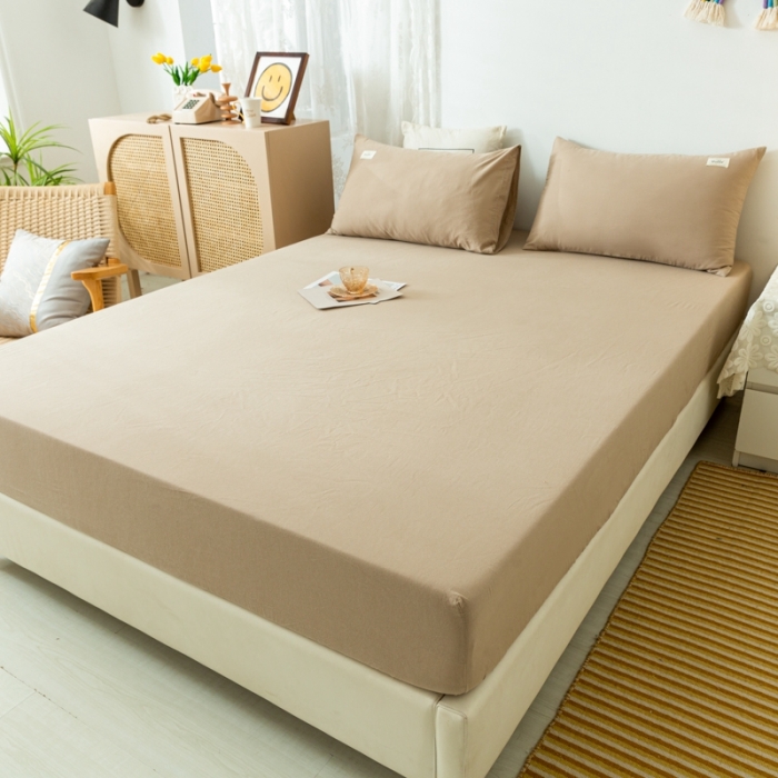 91家纺网 家纺一手货源 找家纺 ab家纺 2021新款全棉水洗棉单品床笠 卡其