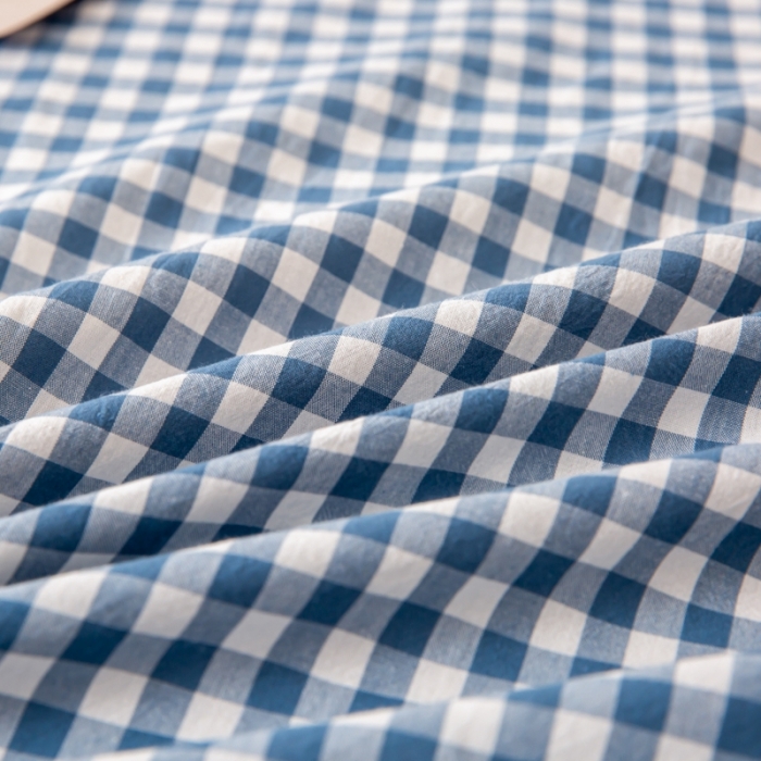 91家纺网 家纺一手货源 找家纺 ab家纺 2021新款全棉水洗棉单品床笠 蓝小格