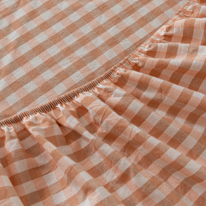 91家纺网 家纺一手货源 找家纺 ab家纺 2021新款全棉水洗棉单品床笠 密粉格