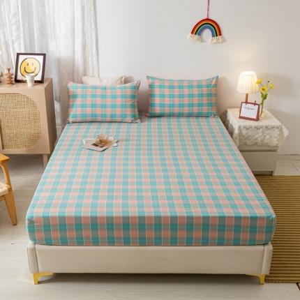 ab家纺 2021新款全棉水洗棉单品床笠 宁夏蓝