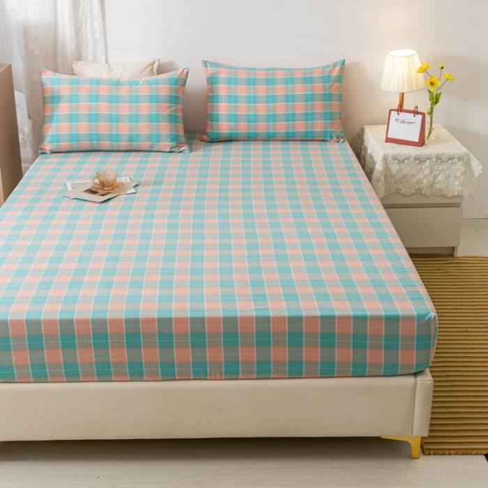 91家纺网 家纺一手货源 找家纺 ab家纺 2021新款全棉水洗棉单品床笠 宁夏蓝