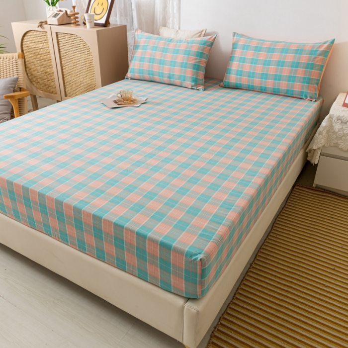 91家纺网 家纺一手货源 找家纺 ab家纺 2021新款全棉水洗棉单品床笠 宁夏蓝