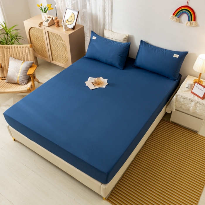 91家纺网 家纺一手货源 找家纺 ab家纺 2021新款全棉水洗棉单品床笠 牛仔蓝