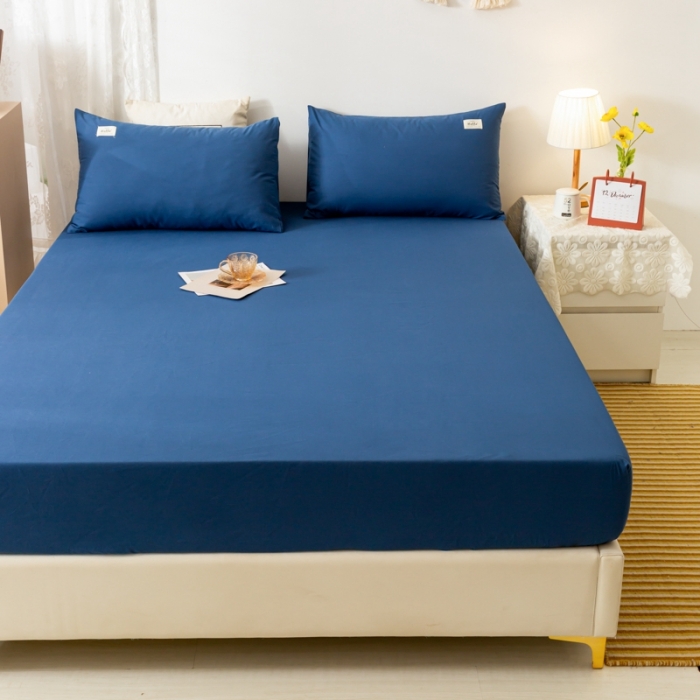 91家纺网 家纺一手货源 找家纺 ab家纺 2021新款全棉水洗棉单品床笠 牛仔蓝