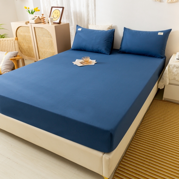 91家纺网 家纺一手货源 找家纺 ab家纺 2021新款全棉水洗棉单品床笠 牛仔蓝