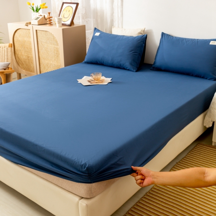 91家纺网 家纺一手货源 找家纺 ab家纺 2021新款全棉水洗棉单品床笠 牛仔蓝