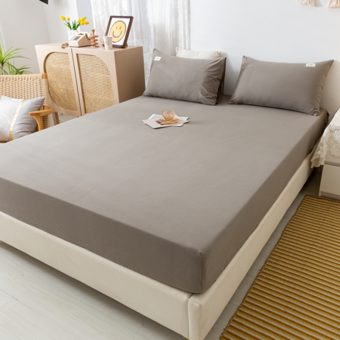 91家纺网 家纺一手货源 找家纺 ab家纺 2021新款全棉水洗棉单品床笠 浅灰