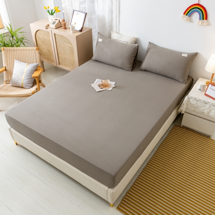 91家纺网 家纺一手货源 找家纺 ab家纺 2021新款全棉水洗棉单品床笠 浅灰