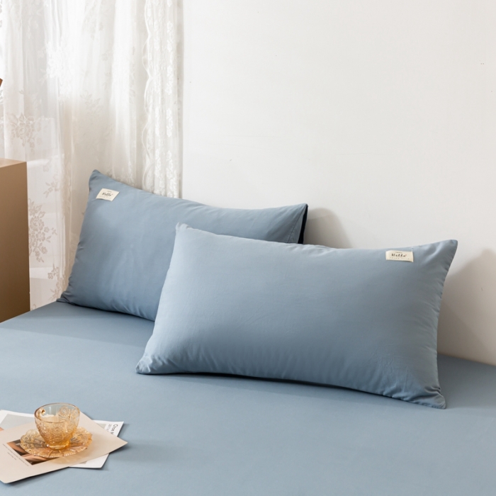 91家纺网 家纺一手货源 找家纺 ab家纺 2021新款全棉水洗棉单品床笠 浅蓝