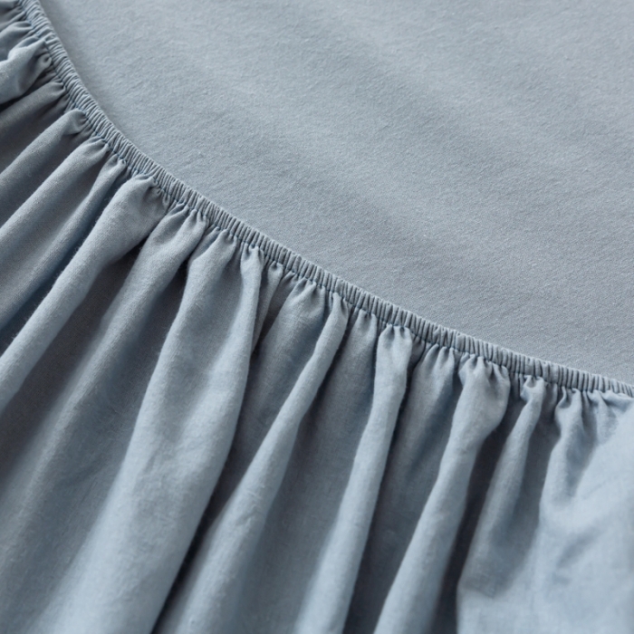 91家纺网 家纺一手货源 找家纺 ab家纺 2021新款全棉水洗棉单品床笠 浅蓝