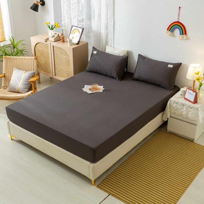 91家纺网 家纺一手货源 找家纺 ab家纺 2021新款全棉水洗棉单品床笠 绅士灰