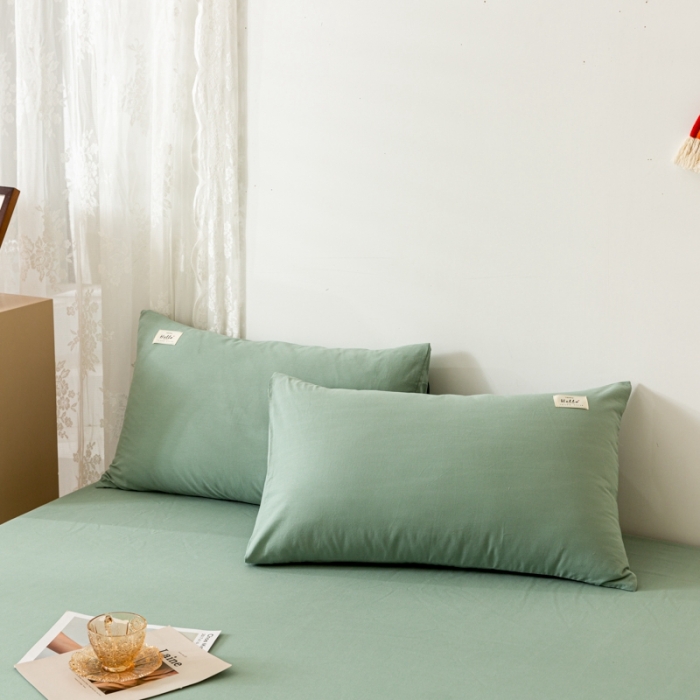 91家纺网 家纺一手货源 找家纺 ab家纺 2021新款全棉水洗棉单品床笠 素绿