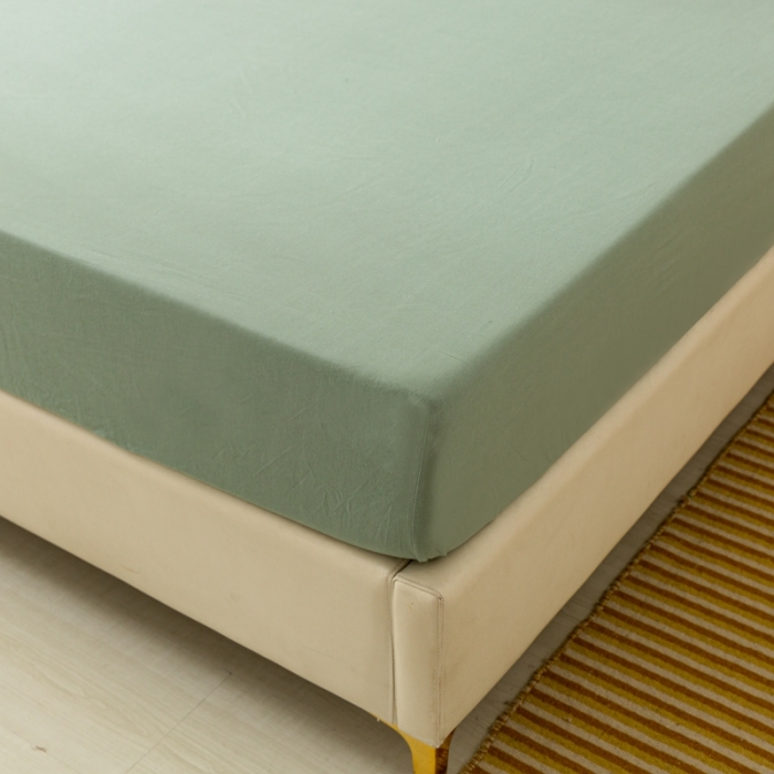 91家纺网 家纺一手货源 找家纺 ab家纺 2021新款全棉水洗棉单品床笠 素绿