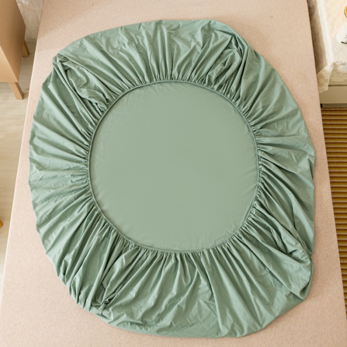 91家纺网 家纺一手货源 找家纺 ab家纺 2021新款全棉水洗棉单品床笠 素绿