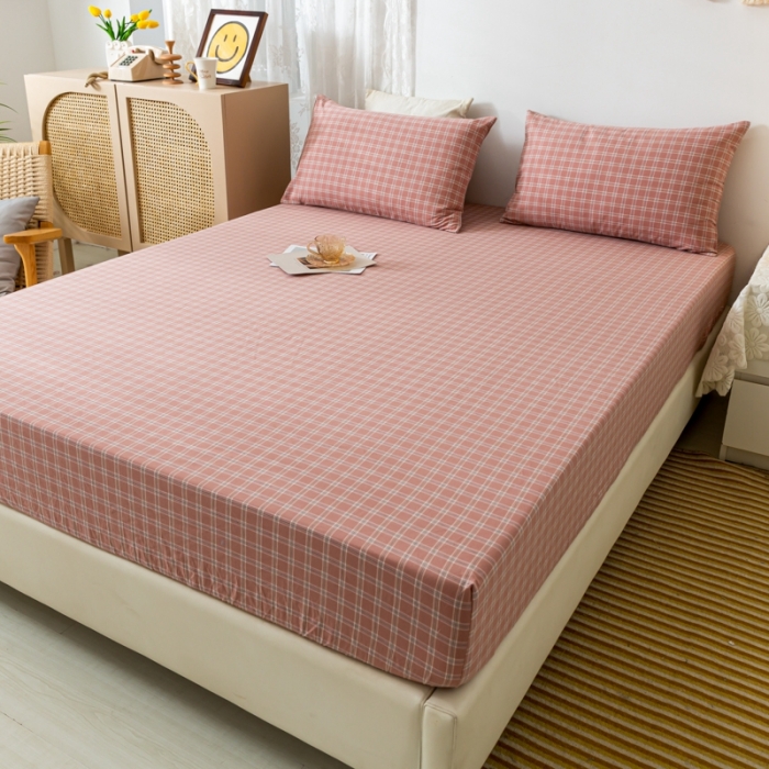 91家纺网 家纺一手货源 找家纺 ab家纺 2021新款全棉水洗棉单品床笠 小布丁豆沙