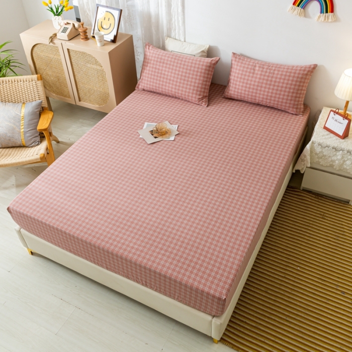 91家纺网 家纺一手货源 找家纺 ab家纺 2021新款全棉水洗棉单品床笠 小布丁豆沙