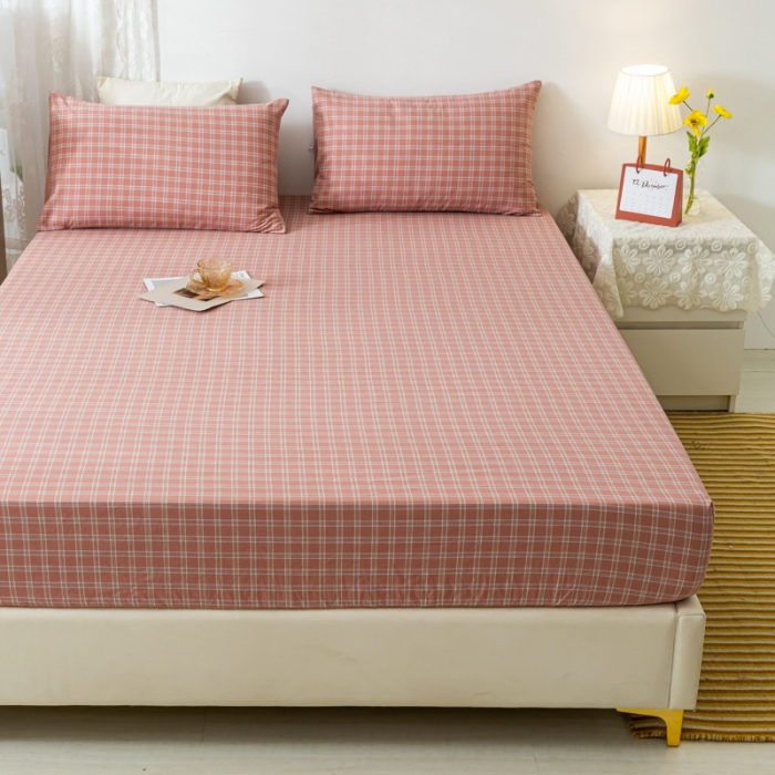 91家纺网 家纺一手货源 找家纺 ab家纺 2021新款全棉水洗棉单品床笠 小布丁豆沙