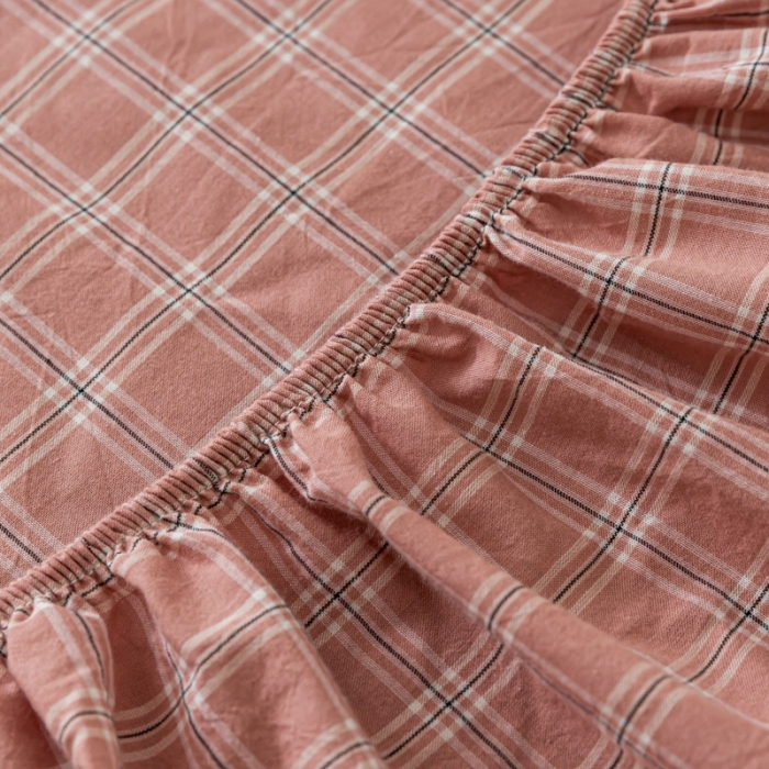 91家纺网 家纺一手货源 找家纺 ab家纺 2021新款全棉水洗棉单品床笠 小布丁豆沙