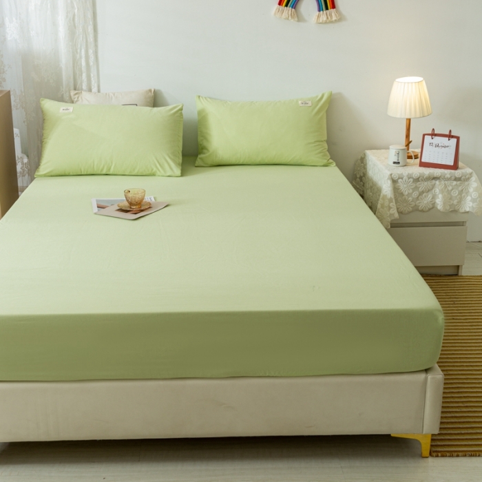 91家纺网 家纺一手货源 找家纺 ab家纺 2021新款全棉水洗棉单品床笠 荧光绿