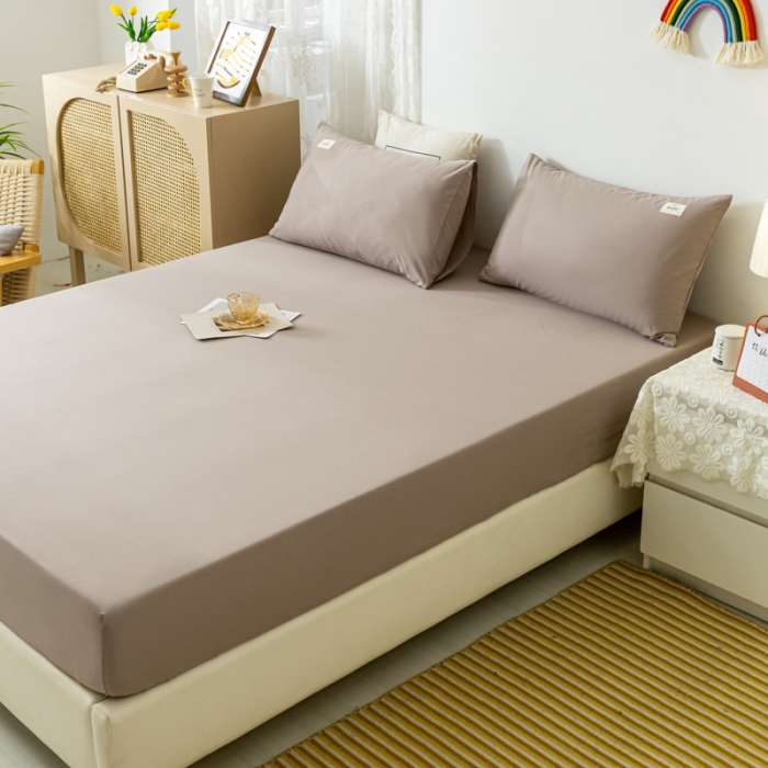 91家纺网 家纺一手货源 找家纺 ab家纺 2021新款全棉水洗棉单品床笠 紫灰