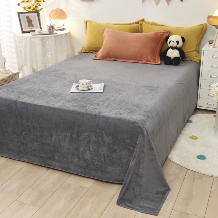 91家纺网 家纺一手货源 找家纺 优彩 2021新款高克重纯色混搭牛奶绒四件套 芥末黄