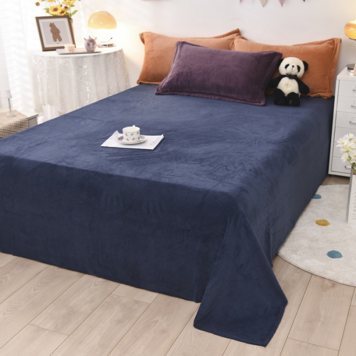 91家纺网 家纺一手货源 找家纺 优彩 2021新款高克重纯色混搭牛奶绒四件套 蜜橙