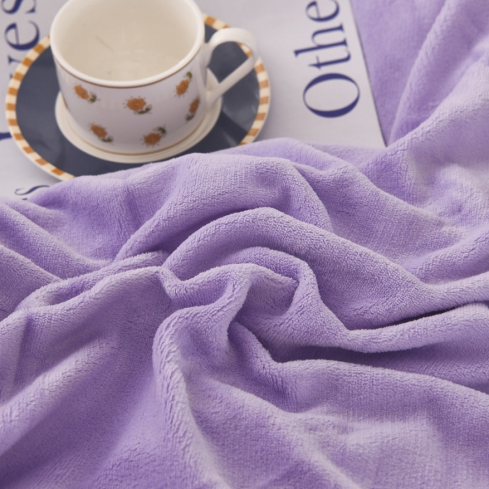 91家纺网 家纺一手货源 找家纺 优彩 2021新款高克重纯色混搭牛奶绒四件套 香芋紫