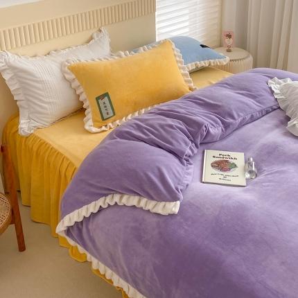 91家纺网 家纺一手货源 找家纺 安哆啦 2021新款牛奶绒230g糖果色单被套 糖果色-风信紫