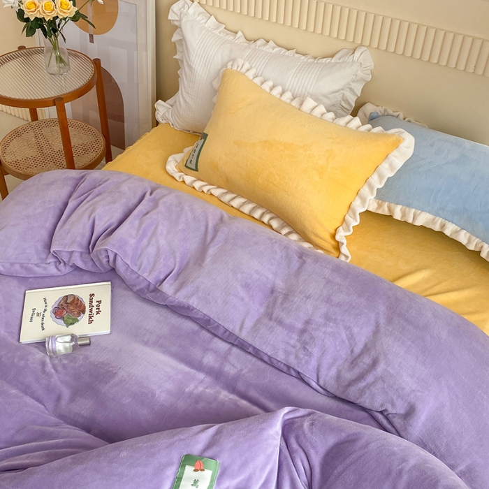 91家纺网 家纺一手货源 找家纺 安哆啦 2021新款牛奶绒230g糖果色单被套 糖果色-风信紫